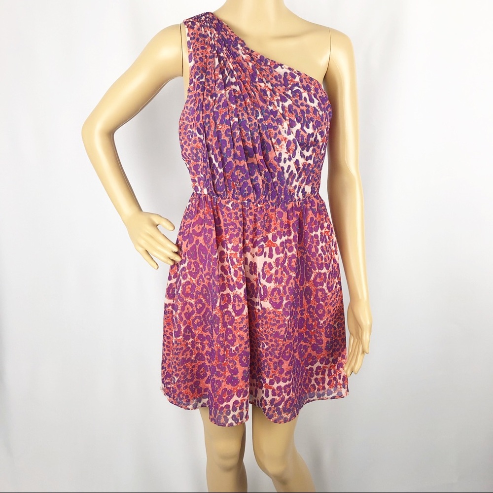 Chelsea & Violet Animal Print One Shoulder Dress